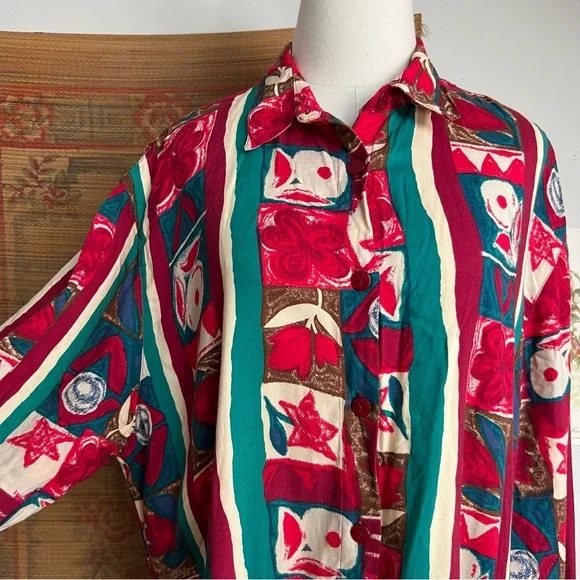 🍄5/$30 1980’s Funky Vintage Button Down - Picture 6 of 9